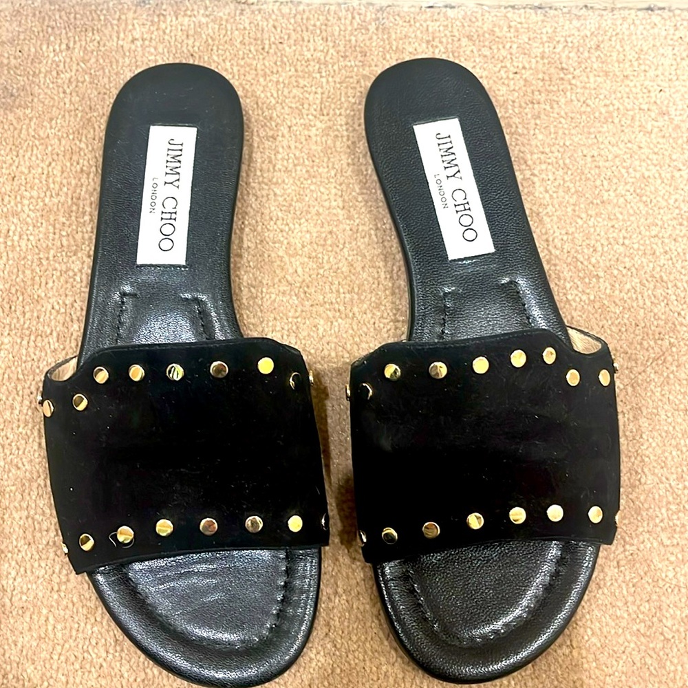 Jimmy Choo Gold Studded Sandal